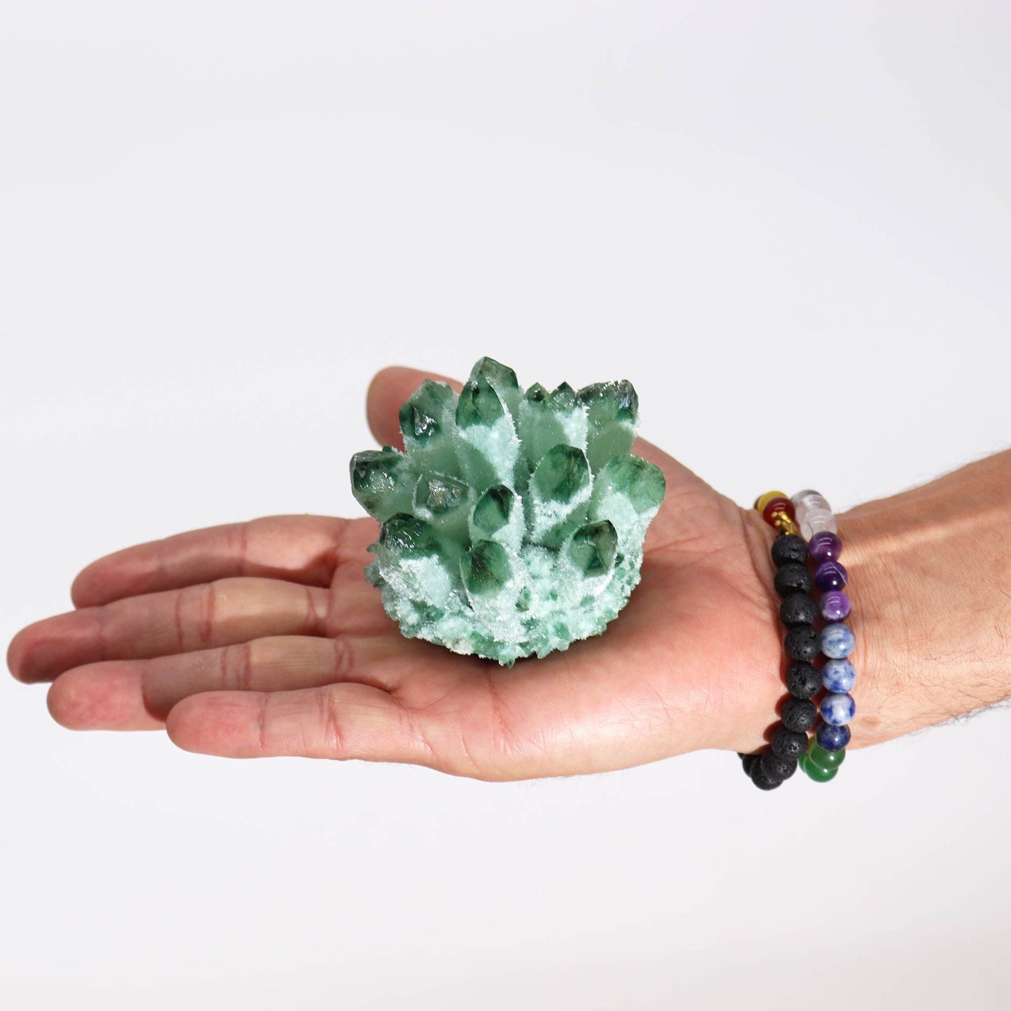 Amas de Quartz sculpté - Quartz Fantôme Vert (environ 250-300g 8cm)