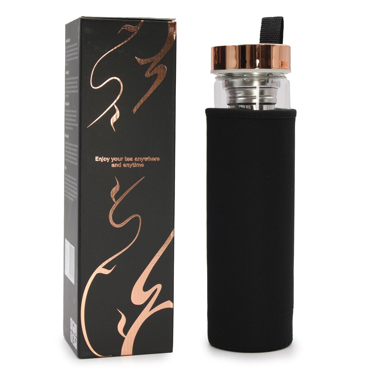 Crystal Glass Tea Infuser Bottle - Rose Gold - AMETHYST