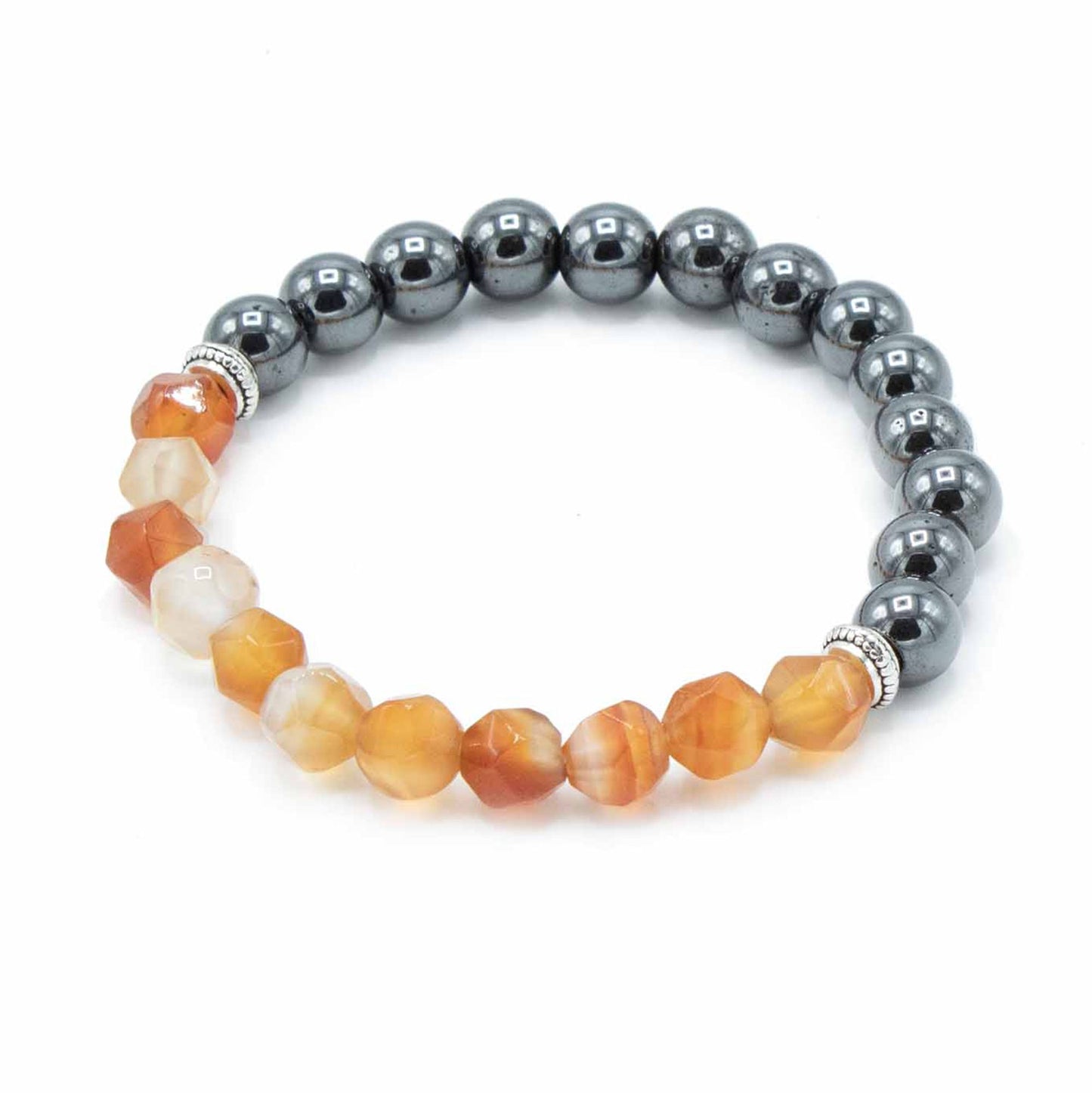 Bracelet de pierres précieuses à facettes - Cornaline magnétique