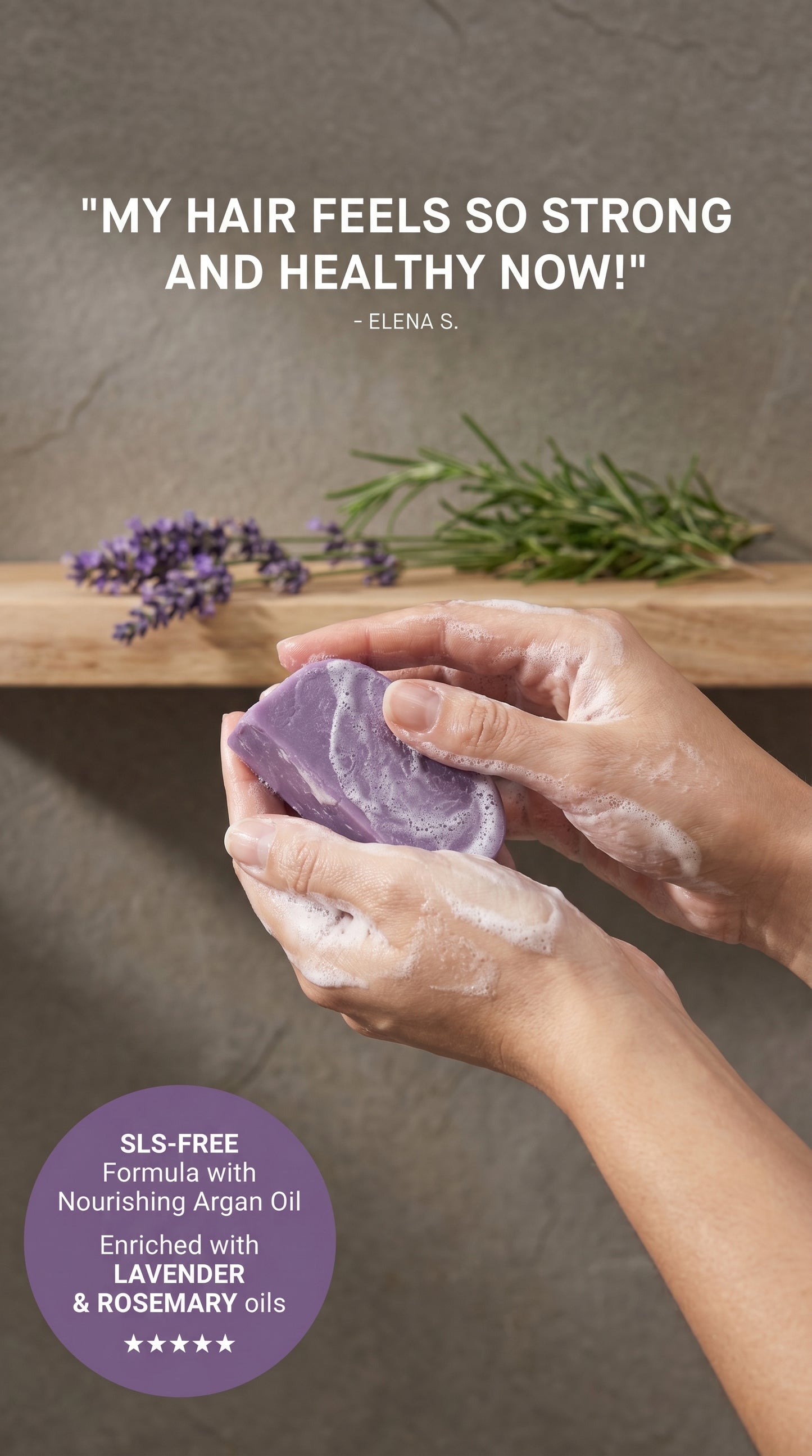 Lavender & Rosemary Solid Shampoo - 115g approx.