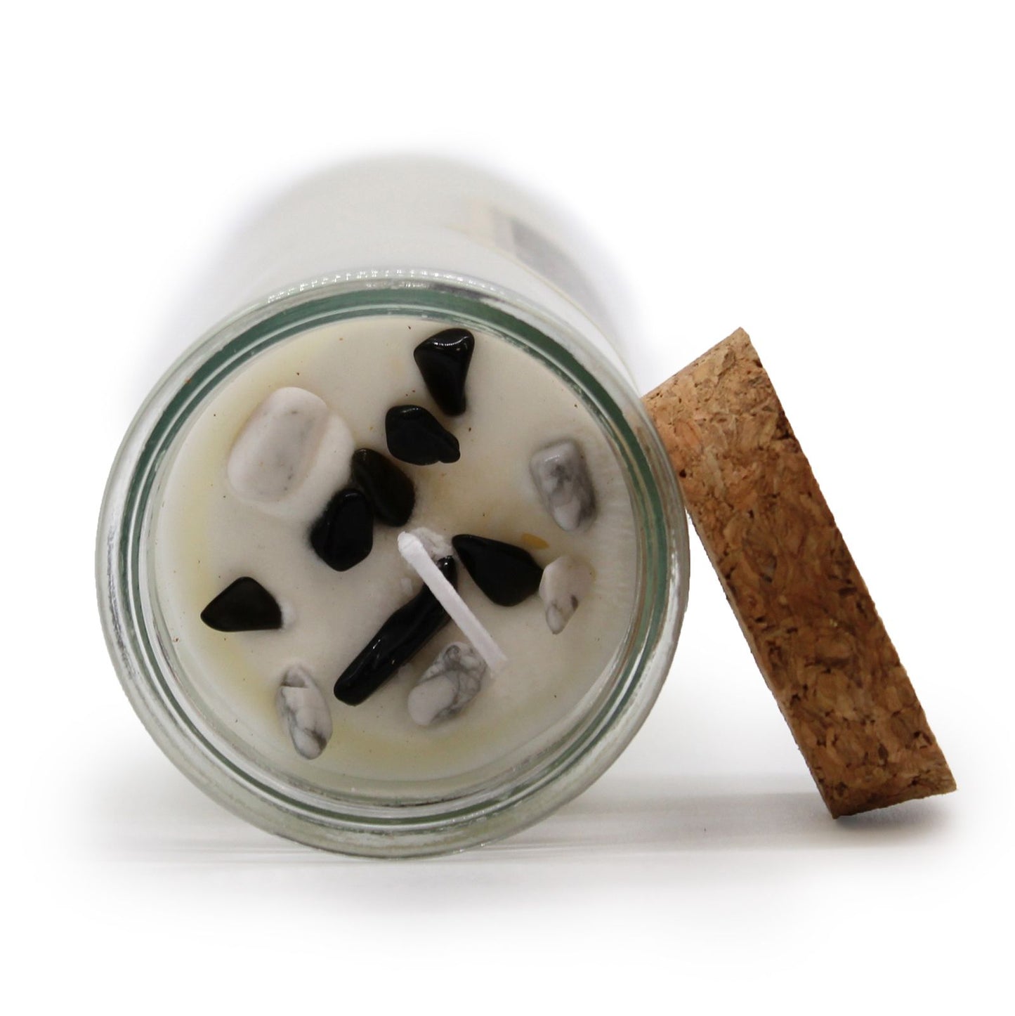 Candle - Balance (Gemstones, Fragrance Black Agathe & white Jasper, Soy Wax)
