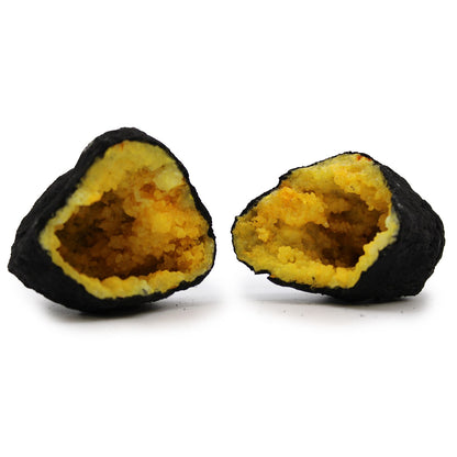Géodes de Calcite Colorée - Roche Noire - Jaune