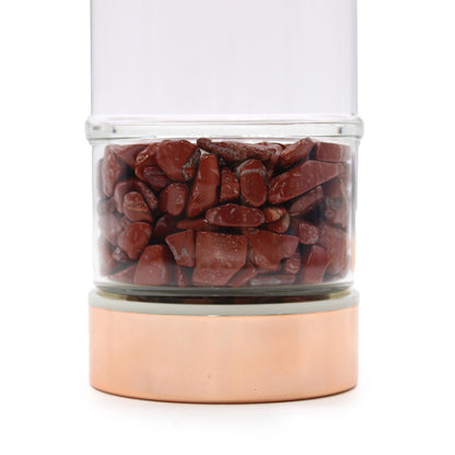 Crystal Glass Tea Infuser Bottle - Rose Gold - RED JASPER