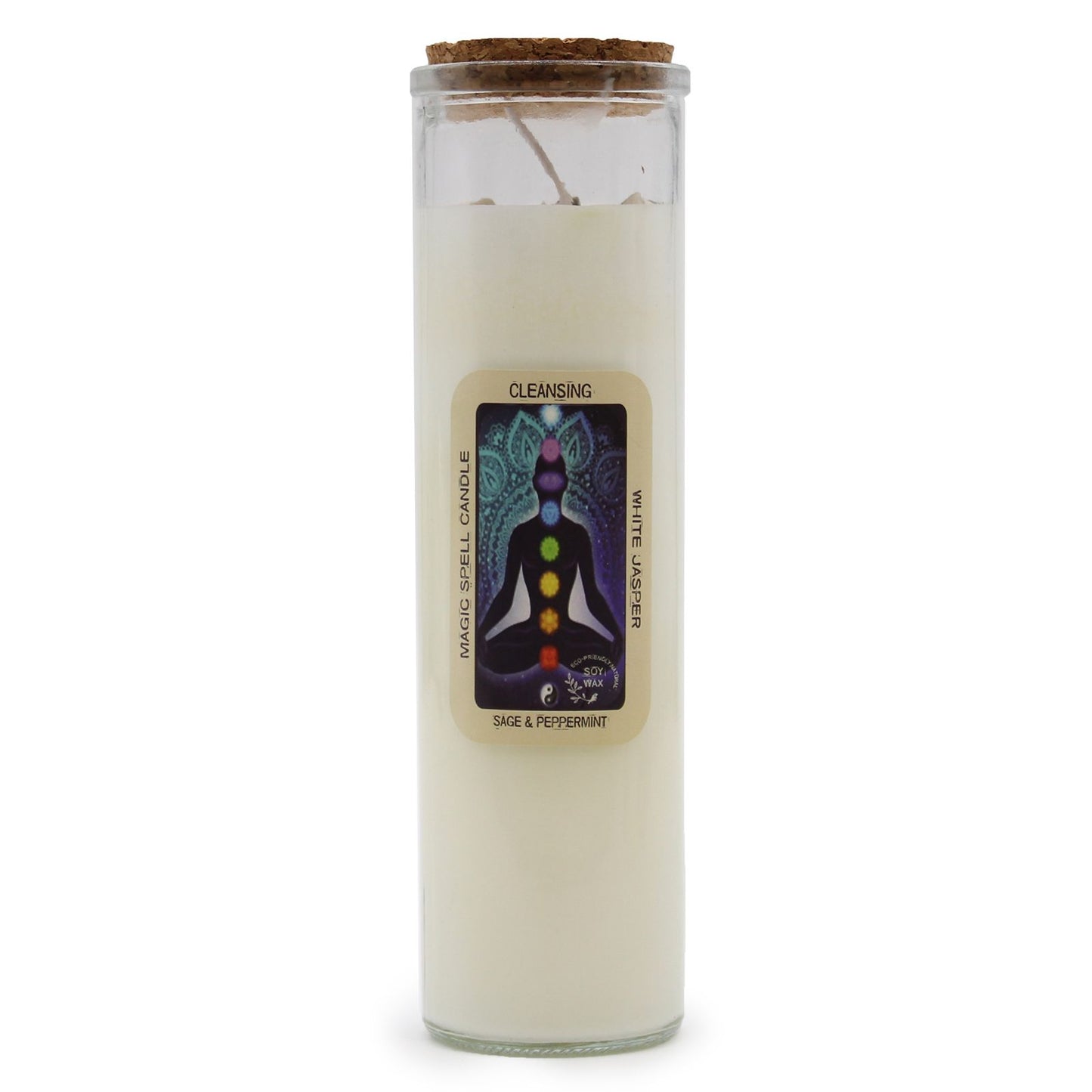 Candle - Cleansing  (Gemstones, Fragrance Sage & peppermint, Soy Wax)