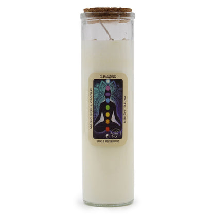 Candle - Cleansing  (Gemstones, Fragrance Sage & peppermint, Soy Wax)