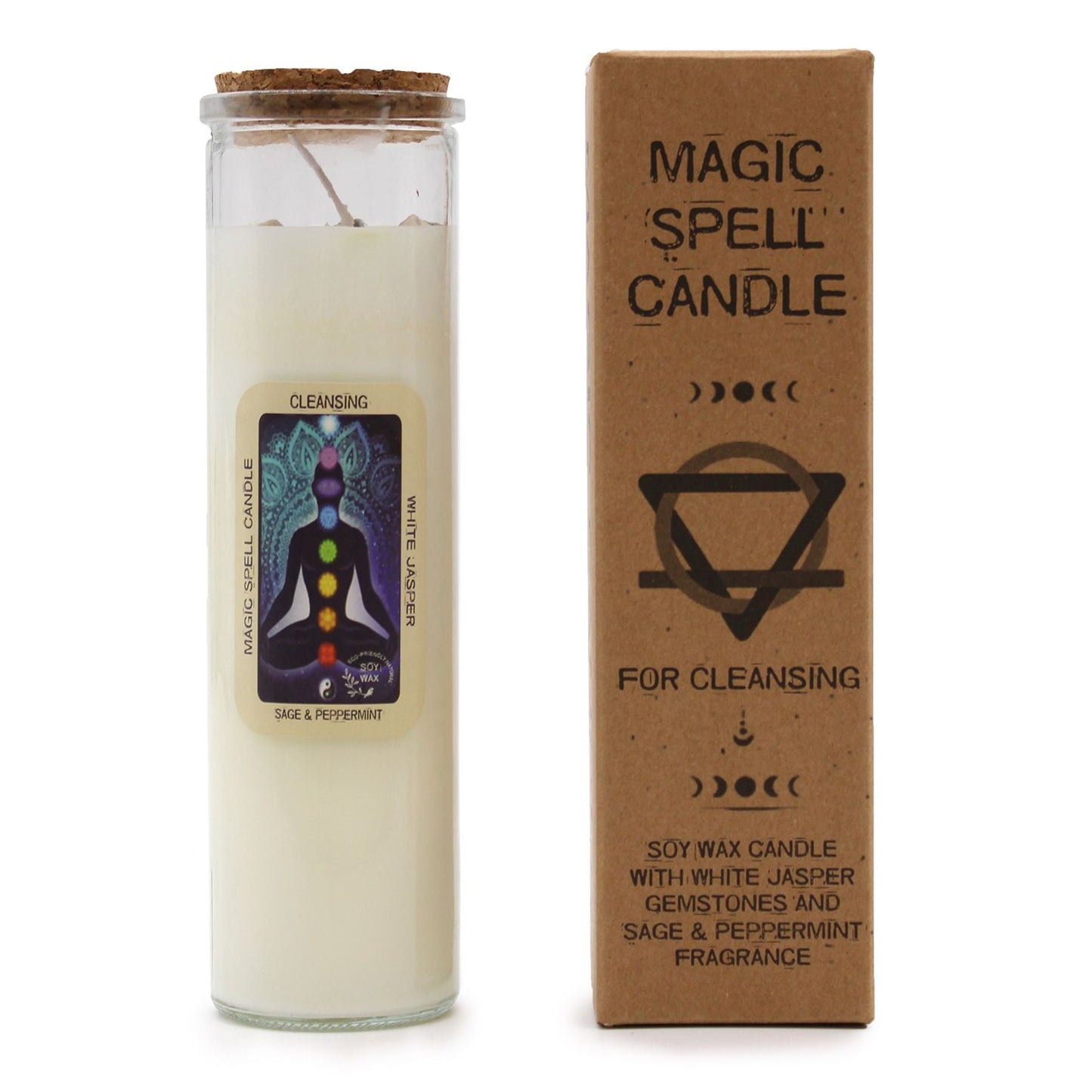 Candle - Cleansing  (Gemstones, Fragrance Sage & peppermint, Soy Wax)