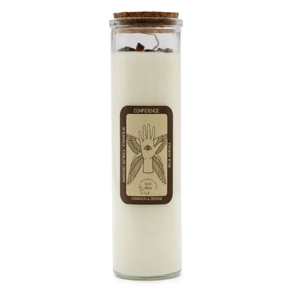 Candle - Confidence  (Gemstones, Fragrance Cinnamon & Orange, Soy Wax)