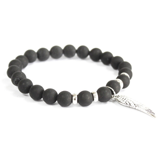 Ailes d'Ange / Agate Noire - Bracelet en pierre gemme