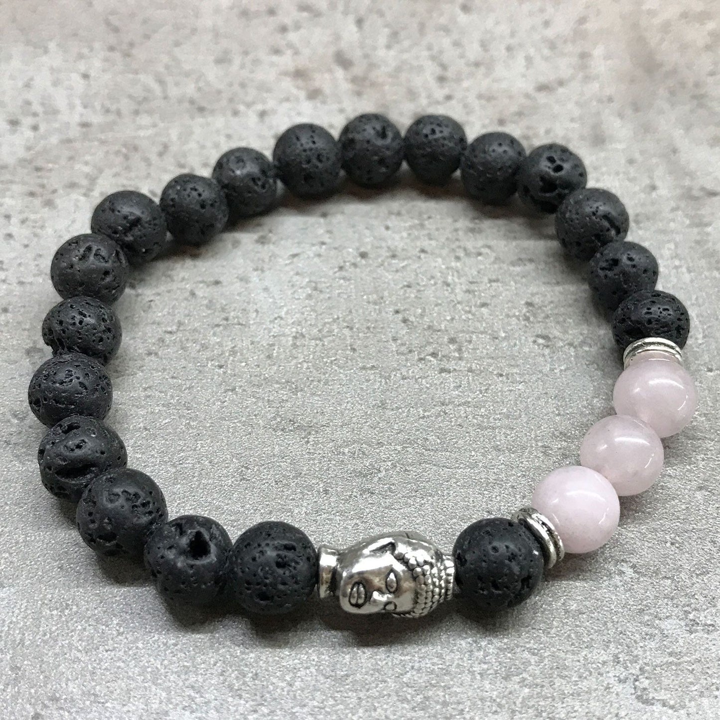 Bracelet en Pierre de Lave - Bouddha Quartz Rose