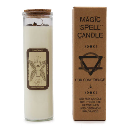 Candle - Confidence  (Gemstones, Fragrance Cinnamon & Orange, Soy Wax)