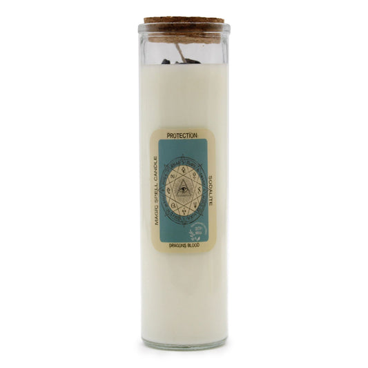 Candle - Protection  (Gemstones, Fragrance Dragon Blood, Soy Wax)