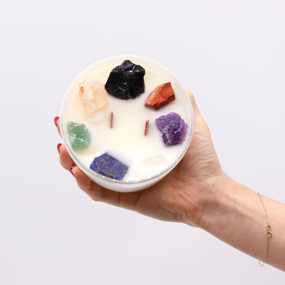 Large Chakra Crystal Candles - Seven Charkra  -BIG-