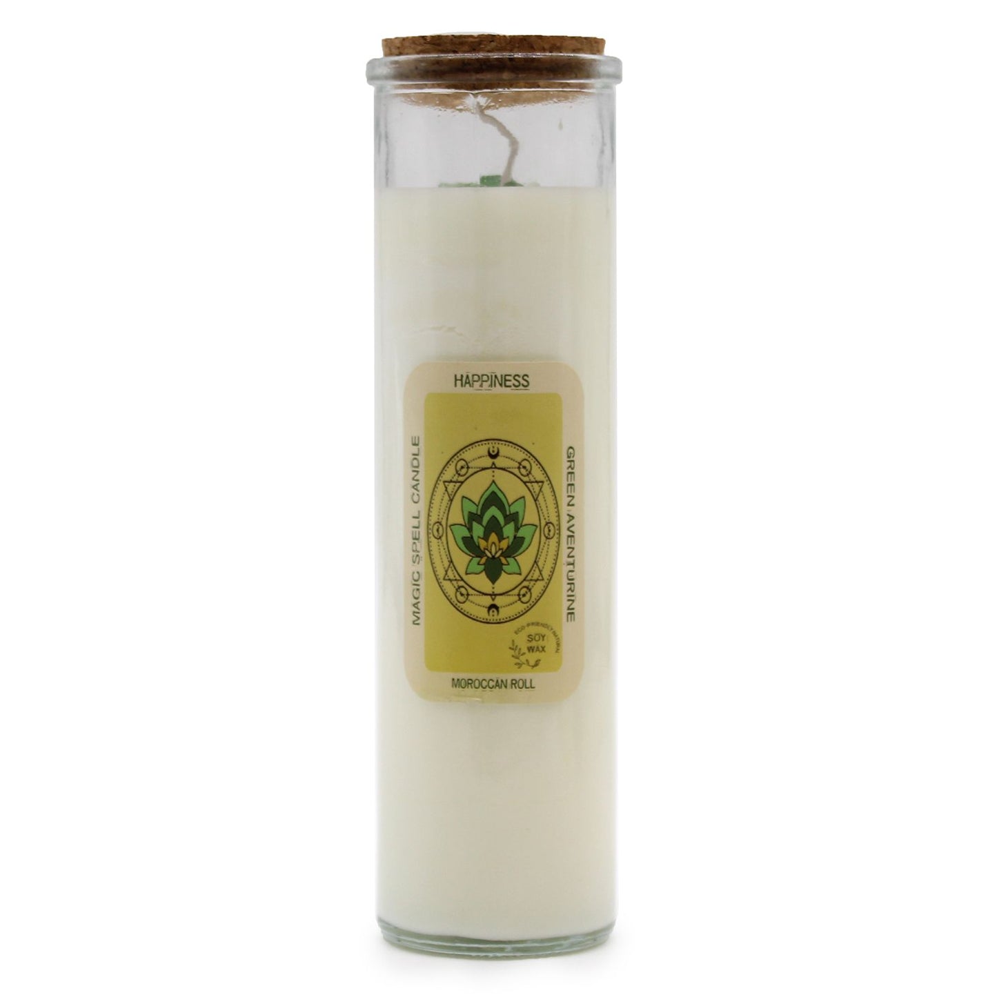 Candle - Happiness  (Gemstones, Fragrance Morocan Roll, Soy Wax)