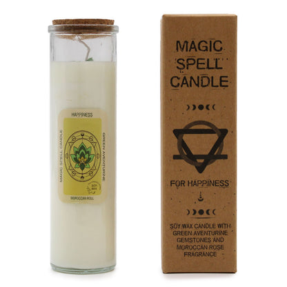 Candle - Happiness  (Gemstones, Fragrance Morocan Roll, Soy Wax)