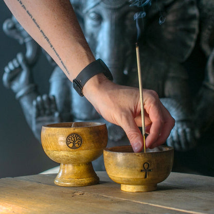 Lrg Ritual Bowl Incense Cone Holder 11x10 cm - Om