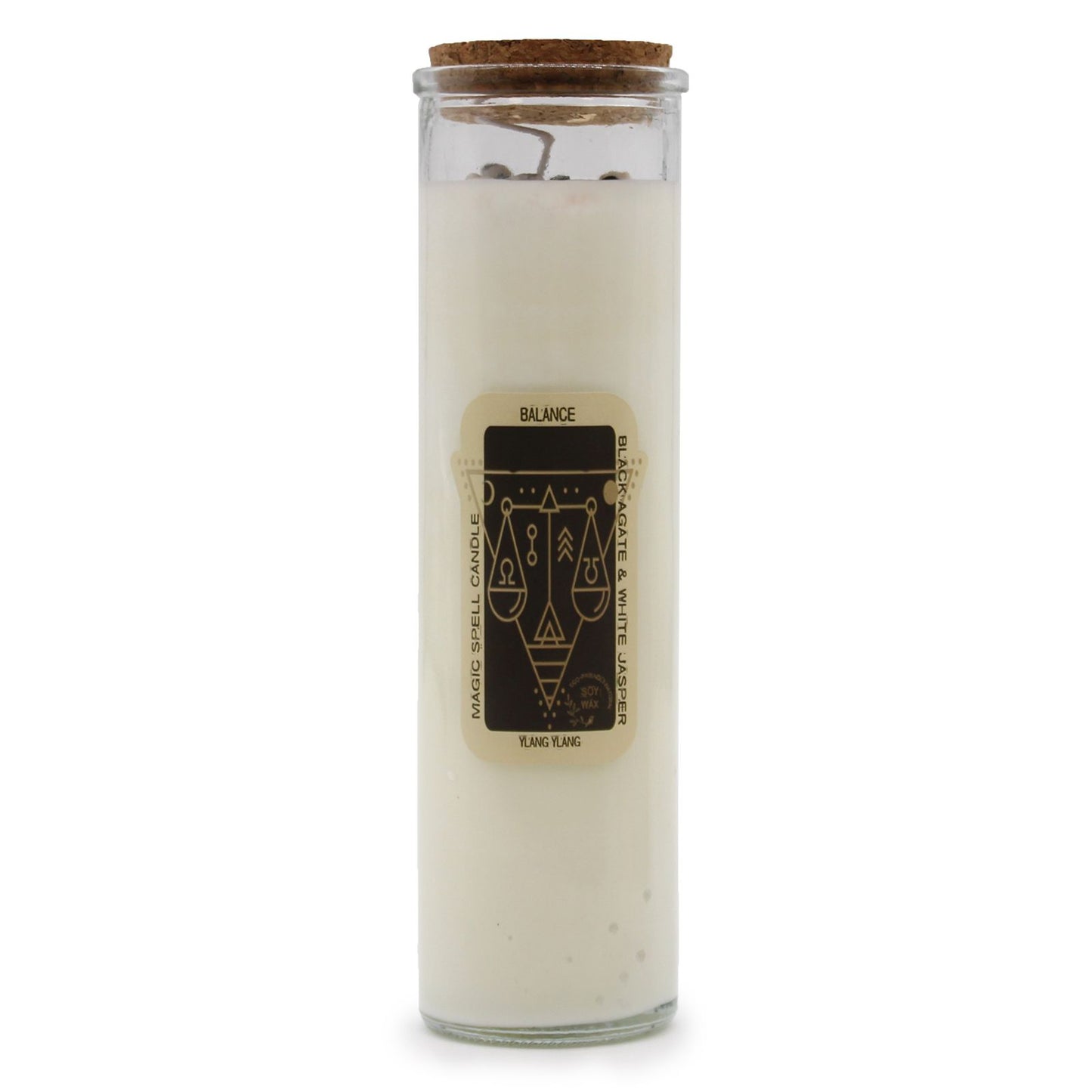 Candle - Balance (Gemstones, Fragrance Black Agathe & white Jasper, Soy Wax)