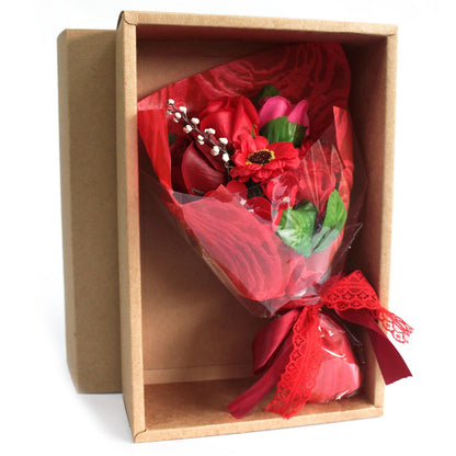 Boxed Hand Soap Flower Bouquet - Red (gift)