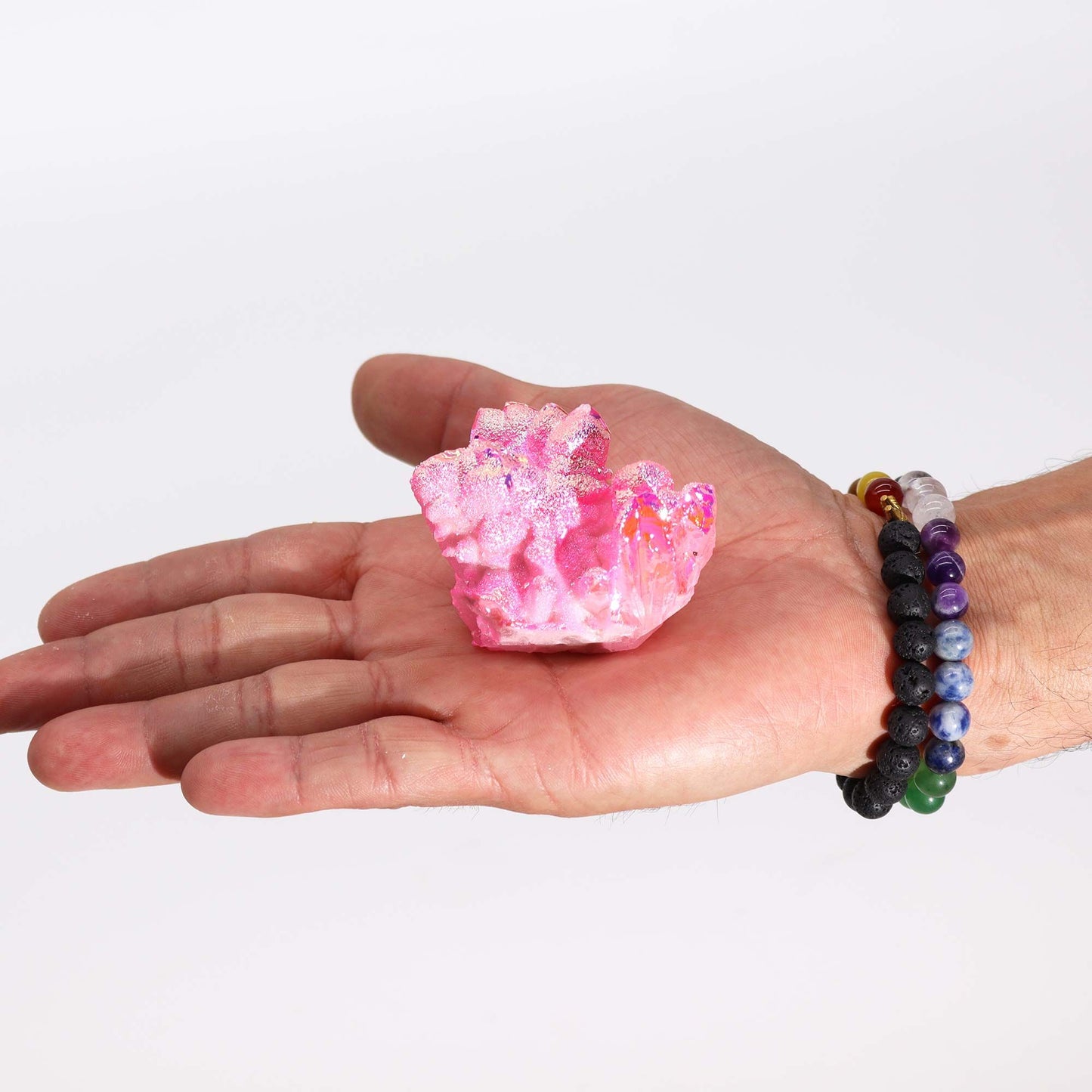 Med Enhanced Quartz - Aura Rose Halo Quartz (approx 100-150g 7-10cm)