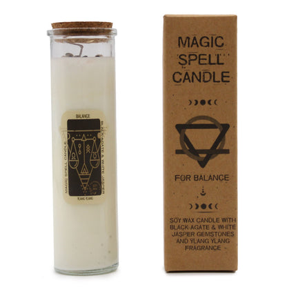 Candle - Balance (Gemstones, Fragrance Black Agathe & white Jasper, Soy Wax)