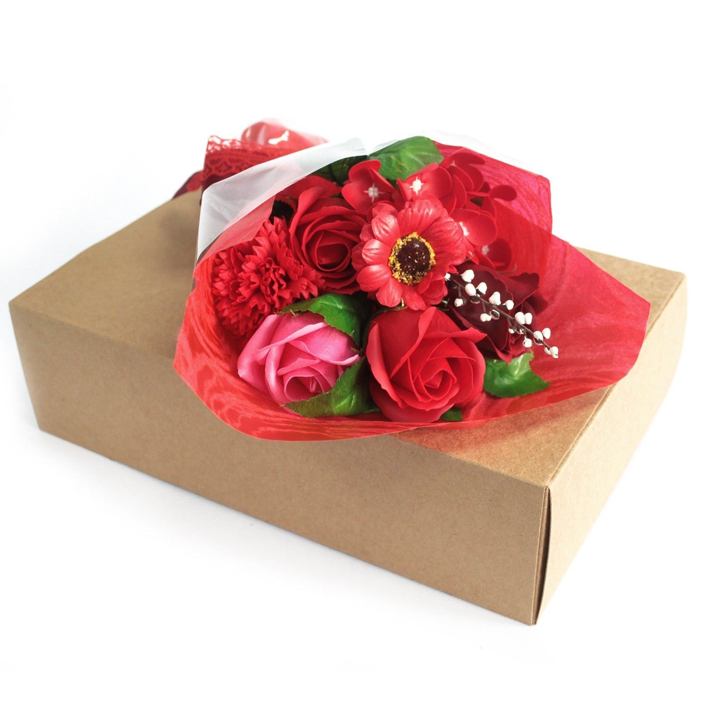 Boxed Hand Soap Flower Bouquet - Red (gift)