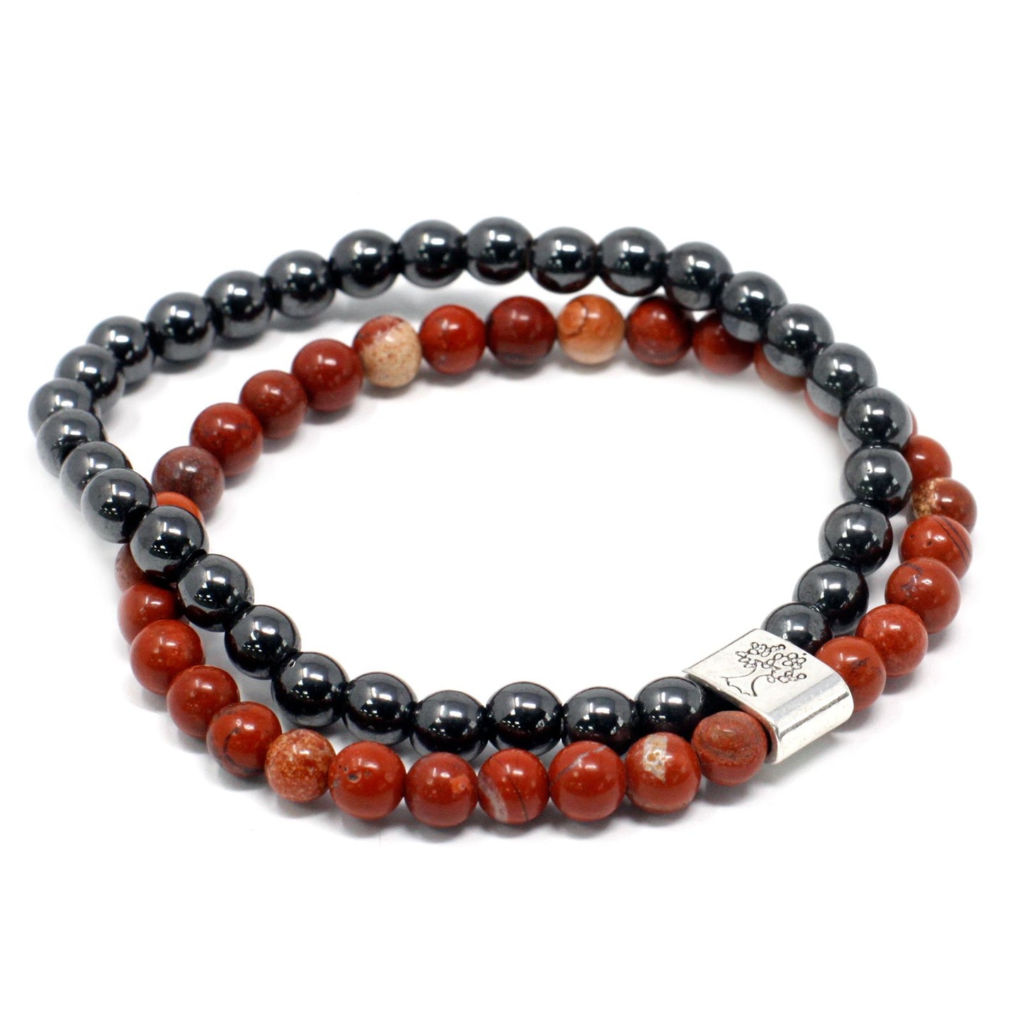 Bracelet magnétique en pierres précieuses - Jaspe rouge
