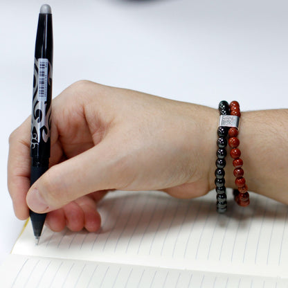 Bracelet magnétique en pierres précieuses - Jaspe rouge