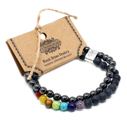Bracelet Magnétique en Pierres Précieuses - Chakra Pierre Noire