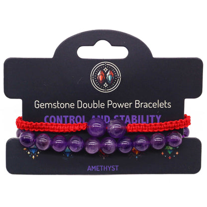 Gemstone Double Power Bracelets - Amethyst