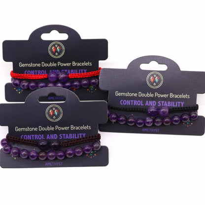 Gemstone Double Power Bracelets - Amethyst