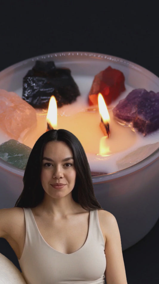 Large Chakra Crystal Candles - Seven Charkra  -BIG-